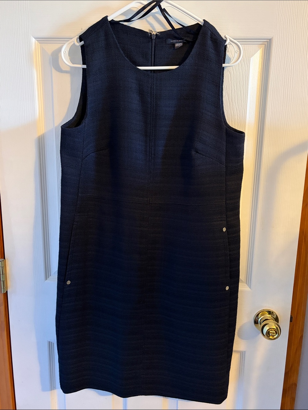 Tommy Hilfiger Navy Textured Sleeveless Dress